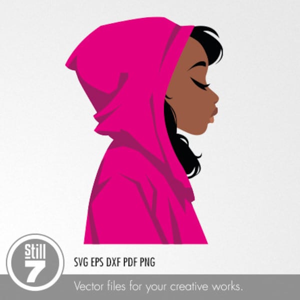 Black Woman svg - Black Girl with Hoodie - svg cutting file - eps dxf pdf png + silhouette file