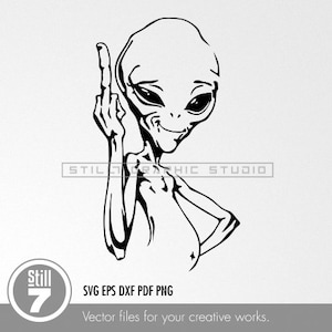 Middle Finger Alien - svg cutting files + eps dxf pdf png