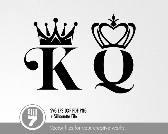 Vector King Queen cdr ai svg pdf png Laser Silhouette Cut file -  Personalizei