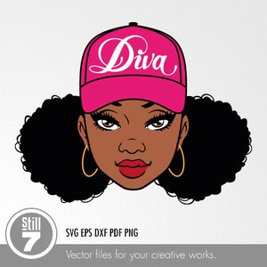Black woman with a cap svg - Afro woman svg - svg cutting file + eps dxf pdf png + silhouette file