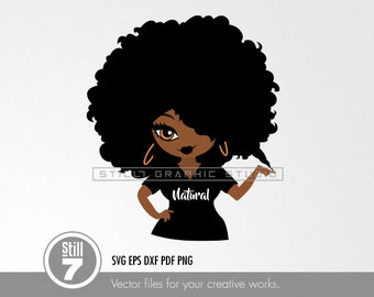 Black Woman Natural Hair svg - Afro Girl - svg cutting file + eps dxf pdf png + silhouette file