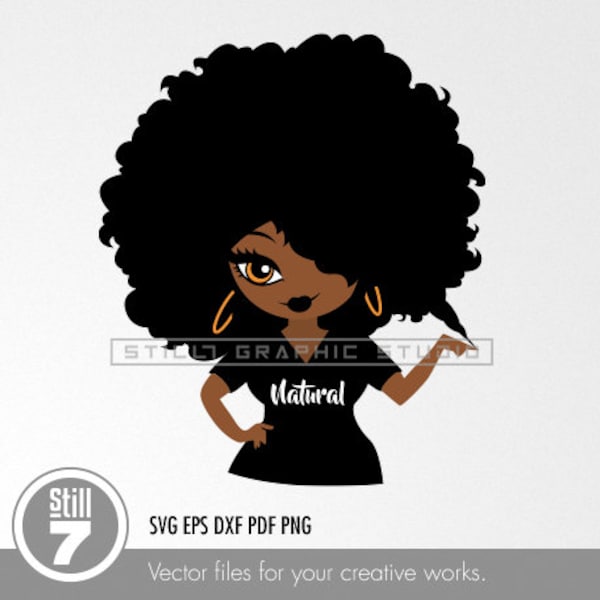 Black Woman Natural Hair svg - Afro Girl - svg cutting file + eps dxf pdf png + silhouette file