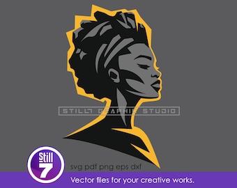 Black Woman Profile Portrait | Natural Hair Beauty Silhouette | Layered Cut File | Cricut Design | svg png eps dxf pdf