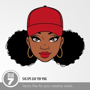 Donna marrone con un berretto rosso in formato SVG - Donna afro in formato SVG - file di taglio in formato SVG + eps dxf pdf png