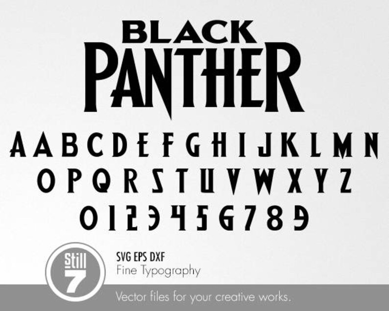 Black Panther Alphabet Emblem Numbers Svg Eps Dxf Etsy
