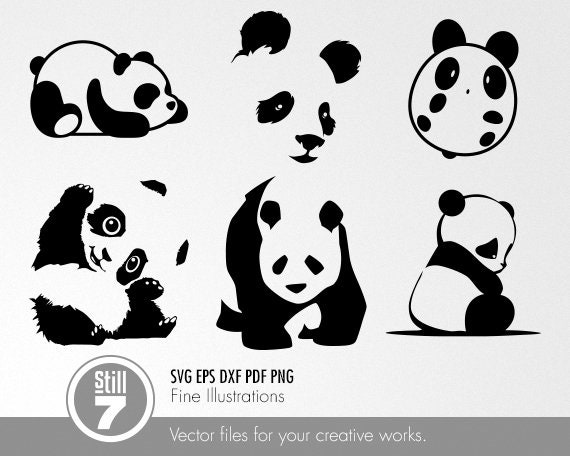 Download Pandas Bundle 6 Pandas svg eps dxf pdf png | Etsy