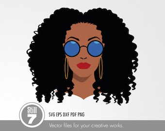 Black Woman Natural Hair svg - Sun Glasses svg - svg cutting file + eps dxf pdf png