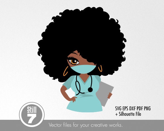 Download Nurse With A Mask Svg Black Woman Svg Afro Woman Svg Svg Etsy