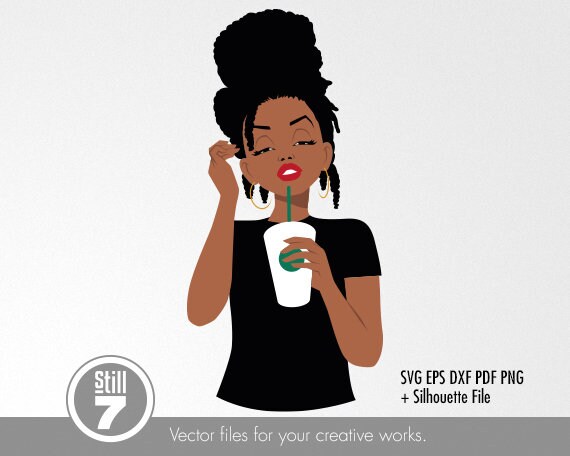 Download Black Woman Svg Coffee Girl Svg Svg Cutting File Eps Dxf Etsy