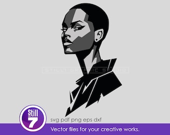 Black Woman Side Profile svg | African American Portrait | 3 Layer Cut File | Geometric Afro Vector | Cricut png eps dxf pdf