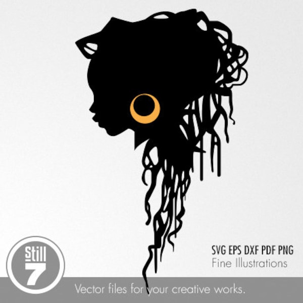 Black woman svg - Dreadlocks #2 - svg cutting files - eps dxf pdf png