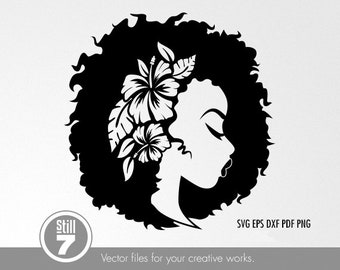Black Woman Natural Hair svg - Afro Woman svg - svg cutting file + eps dxf pdf png