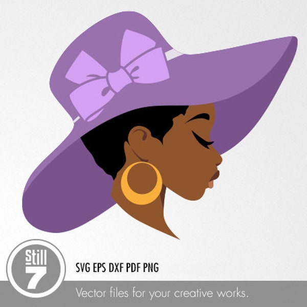 African american svg - Black Woman with church hat svg - svg cutting file + eps dxf pdf png + silhouette file