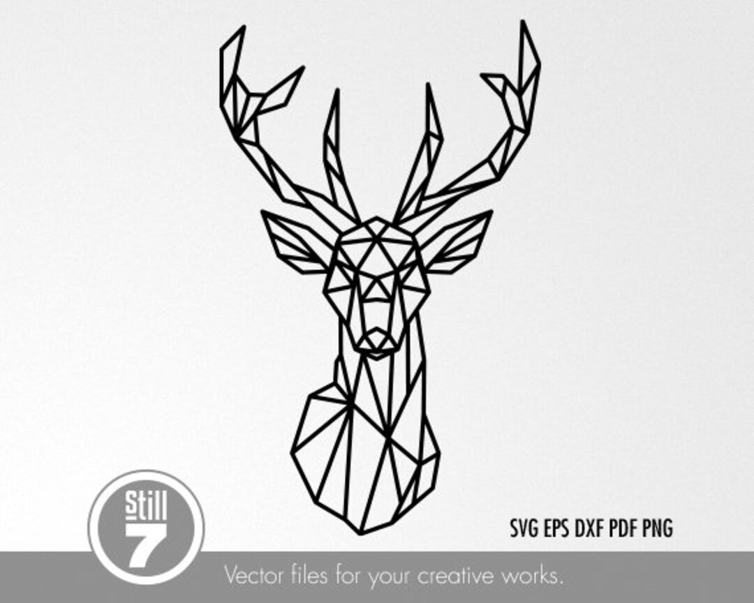 Geometric Deer Svg Cutting File Eps Dxf Pdf Png Etsy