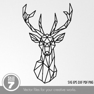 鹿の頭 svg + eps dxf pdf png / デジタル カッティング ファイル