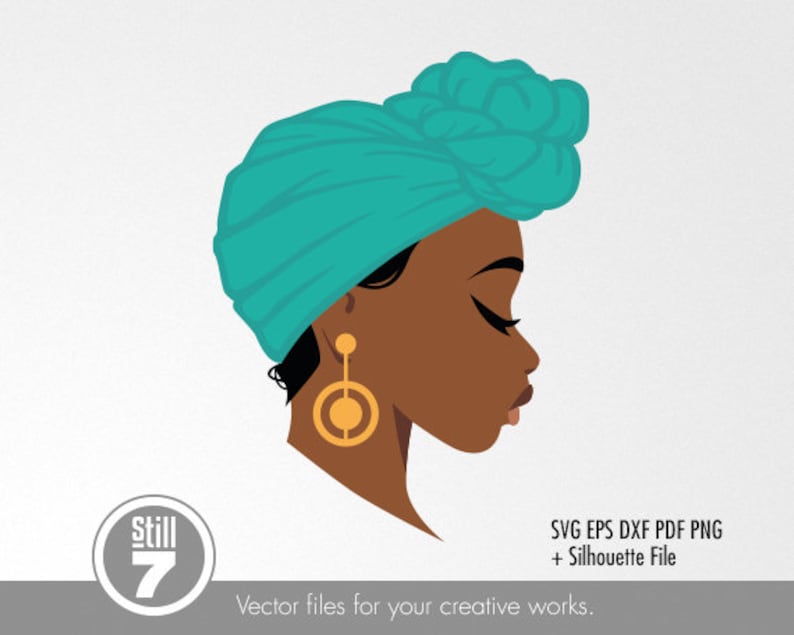 Download Black Woman svg Headwrap svg svg cutting file eps dxf | Etsy