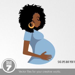Mulher Afro Grávida - arquivo de corte svg + eps dxf pdf png