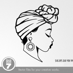 Schwarze Frau SVG - Headwrap SVG - SVG Schneidedatei + eps dxf pdf png