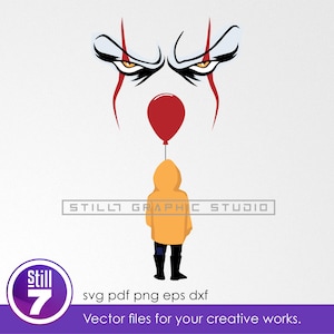 Pennywise movie with balloon - svg cutting file - eps dxf pdf png