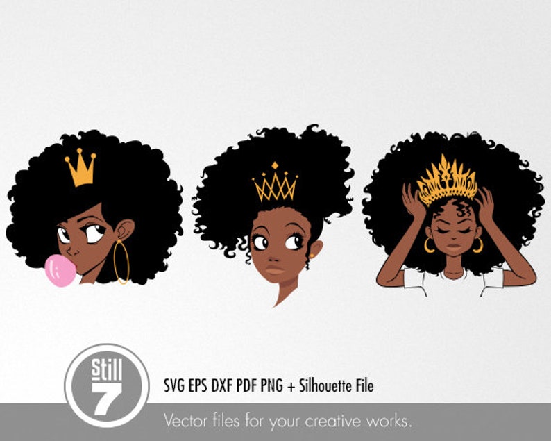 Download 3 African American Queen & Princess svg cutting files eps ...