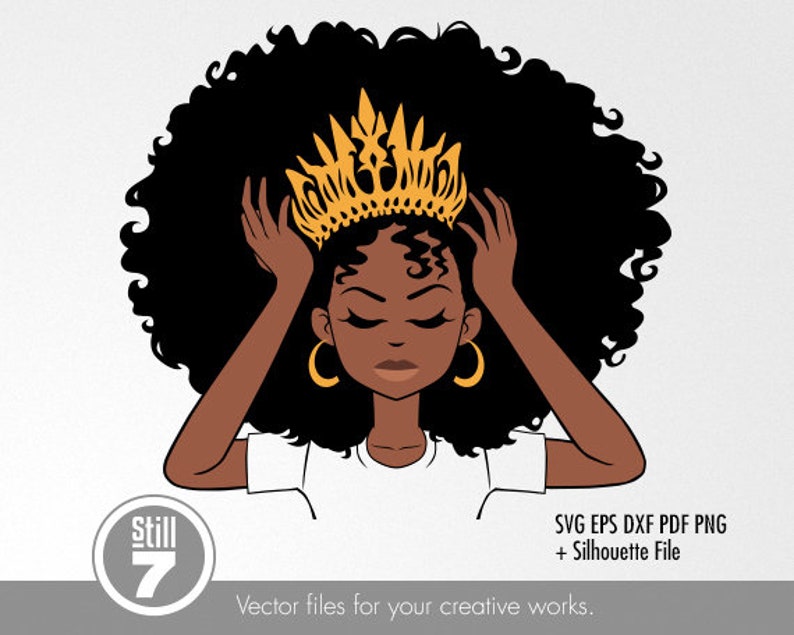 Download African American Queen Black Woman svg cutting file eps | Etsy