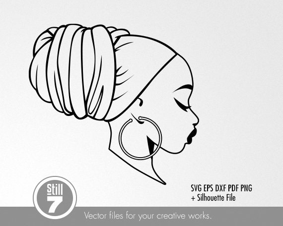 Download Black Woman svg Headwrap svg svg cutting file eps dxf | Etsy