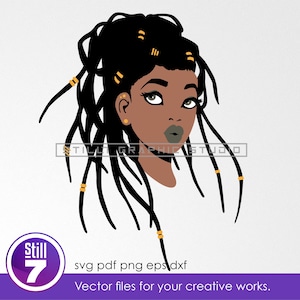 Black girl svg - Dreadlocks #1 - svg cutting files - eps dxf pdf png