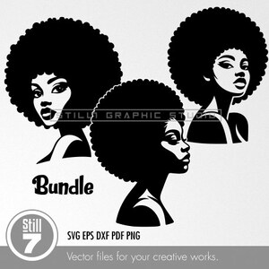 Exclusive Bundle of 3 Afro-Chic SVG Silhouettes - Perfect for DIY and Commercial Projects