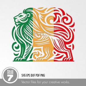 Stylized Lion of Judah SVG - Modern Rasta Design - Cutting and Printing File