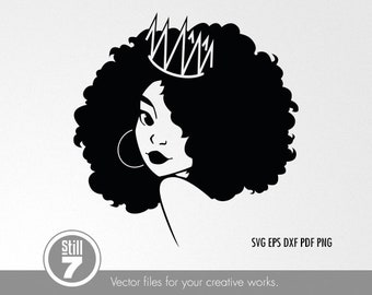 Black Woman svg - Black Queen svg - svg cutting file + eps dxf pdf png + silhouette file