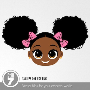 かわいい黒人少女 svg - svg カッティング ファイル + eps dxf pdf png