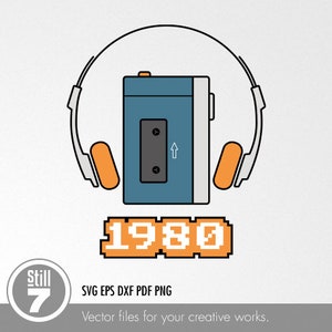 80's Walkman svg - svg cutting file + eps dxf pdf png