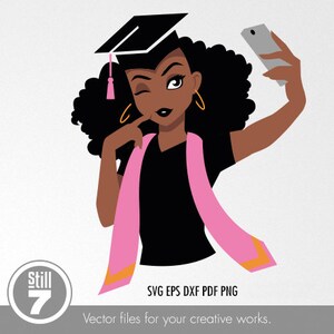 Black Woman svg - Pink Graduation stole svg - svg cutting file + eps dxf pdf png
