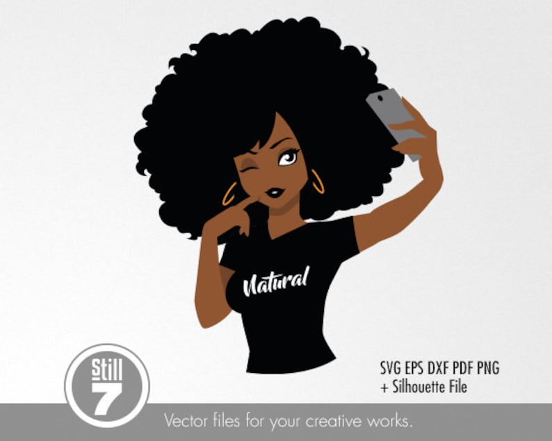 Download Black Woman svg Selfie Natural Curly Afro Girl svg | Etsy