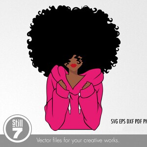 Black woman svg - Hoodie svg - svg cutting file - eps dxf pdf png + silhouette file