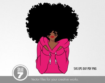 Donna nera svg - Felpa con cappuccio svg - File di taglio svg - eps dxf pdf png