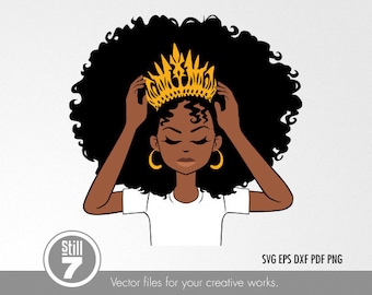 African American Queen svg - Black Woman svg - svg cutting file + eps dxf pdf png