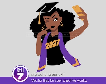 Black Woman svg - Graduation 2027 svg - Senior 2027 svg - svg cutting file + eps dxf pdf png