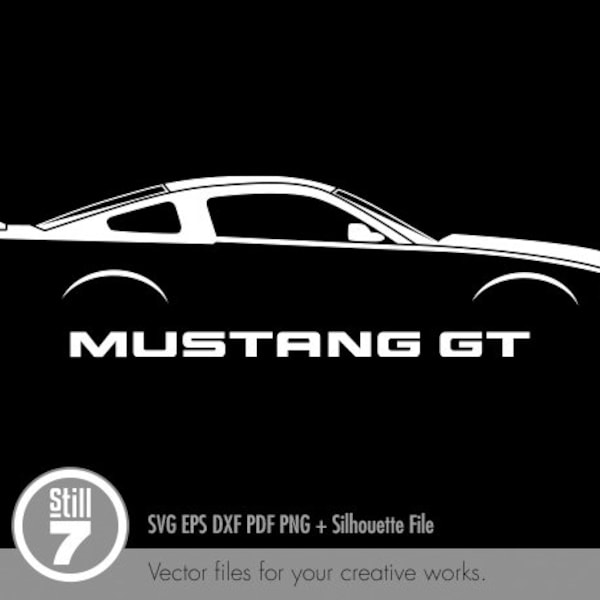 Ford Mustang GT svg - svg cutting file + eps dxf pdf png + silhouette file
