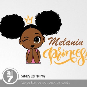 Melanin princess svg - svg cutting file + eps dxf pdf png