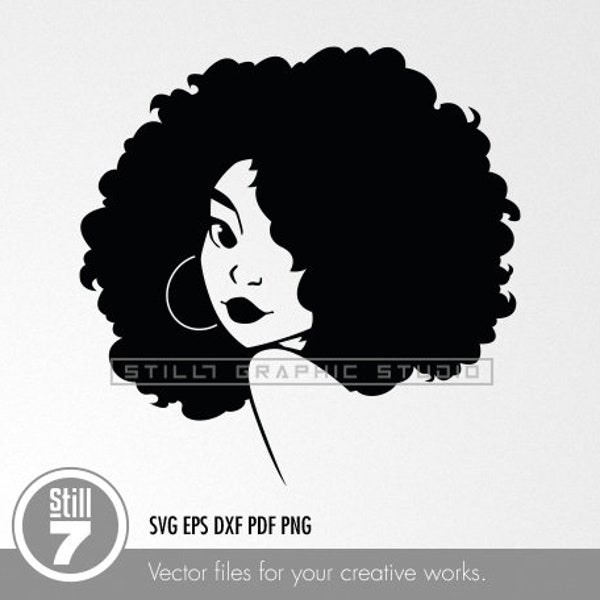 Schwarze Frau SVG - Afro Woman SVG - SVG Schneidedatei + eps dxf pdf png