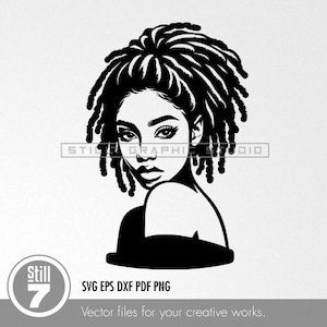 Empowered Elegance - Afro American Woman with Dreadlocks SVG Cut File for DIY Creations