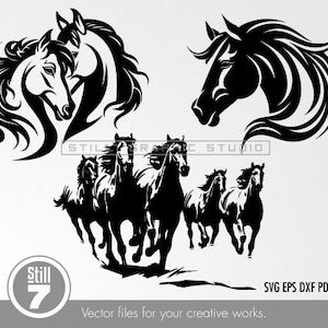 Horses bundle svg - svg cutting file + eps dxf pdf png