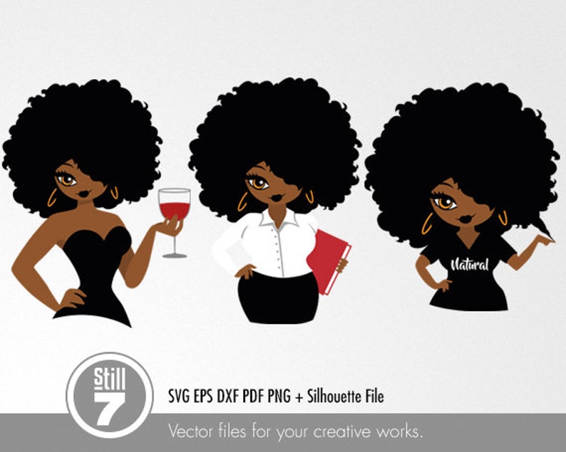 Afro Women svg Bundle Natural Hair Girl Boss Wine Diva | Etsy