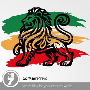 Lion of Judah SVG - Lion Yeshua Design - Modern Rasta Flag - Cutting and Printing File