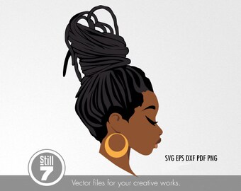 Black woman svg - Dreadlocks svg - Locs svg - African American svg - svg cutting file + eps dxf pdf png + silhouette file