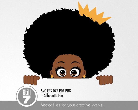 Download Afro Little Queen 2 Peek a Boo svg cutting file eps dxf | Etsy