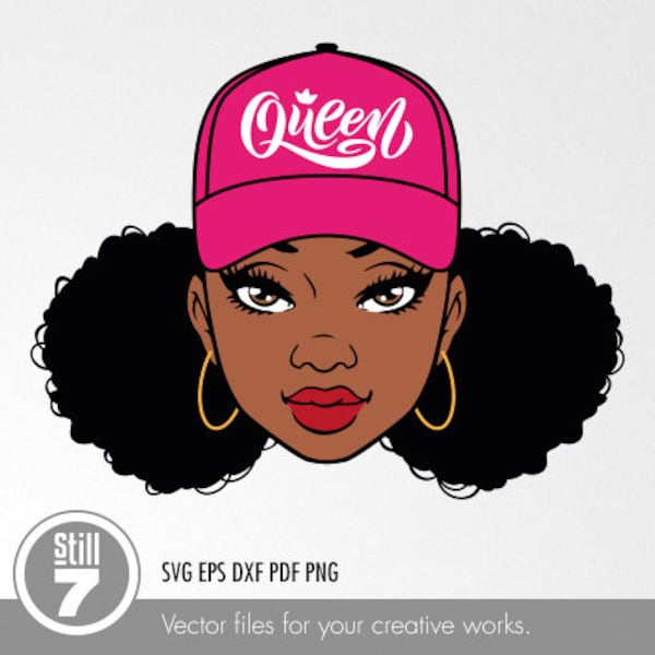 Black woman with a cap svg - Afro woman svg - svg cutting file + eps dxf pdf png + silhouette file