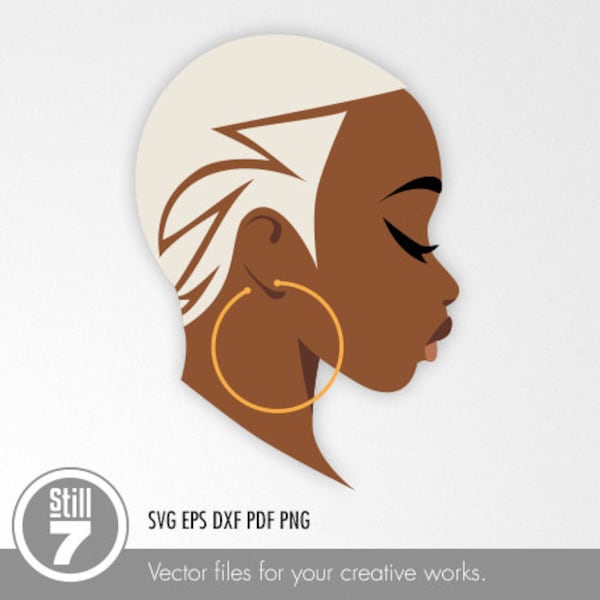 Short hair Black Woman svg - blonde - svg cutting file - eps dxf pdf png + silhouette file