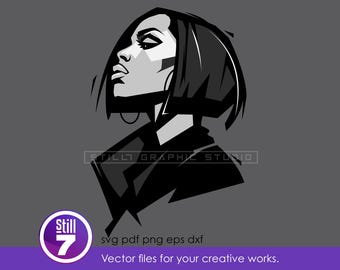 Black Woman Geometric Profile svg | 4 Layer Cut File | Afro Portrait Vector | Cricut Design | Modern Silhouette png eps dxf pdf